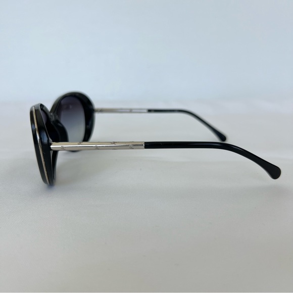 CHANEL 6037 Black w Silver CC Logo Frame Smokey Gray Gradient Lenses Sunglasses - Picture 8 of 16